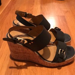 Ladies black leather sandals.